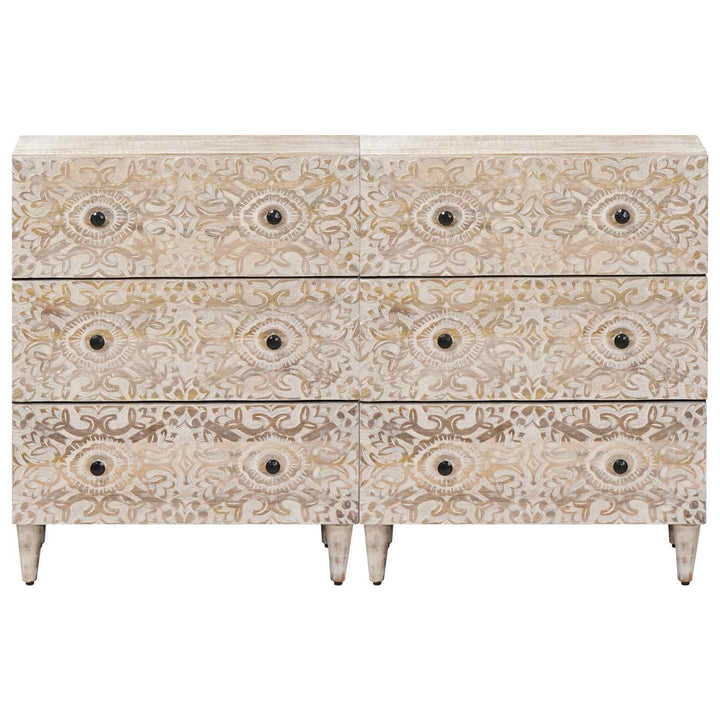 Sideboard 2 pcs Hvid 60 x 33,5 x 75 cm Massivt mangotræ