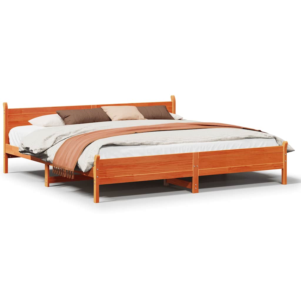 sengeramme uden madras 200x200 cm massivt fyrretræ gyldenbrun