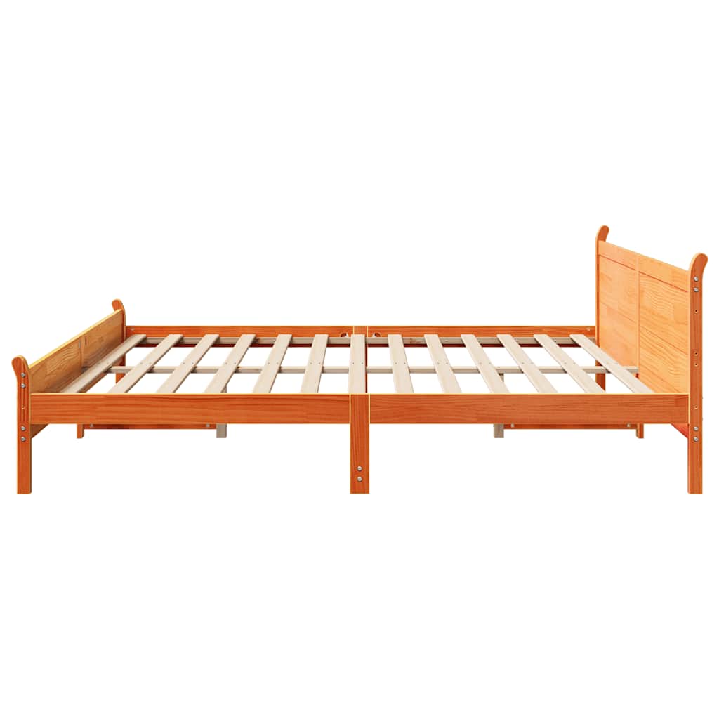 sengeramme uden madras 200x200 cm massivt fyrretræ gyldenbrun
