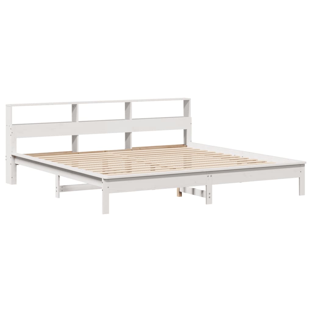 sengeramme uden madras 200x200 cm massivt fyrretræ hvid