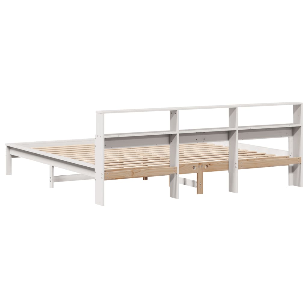 sengeramme uden madras 200x200 cm massivt fyrretræ hvid