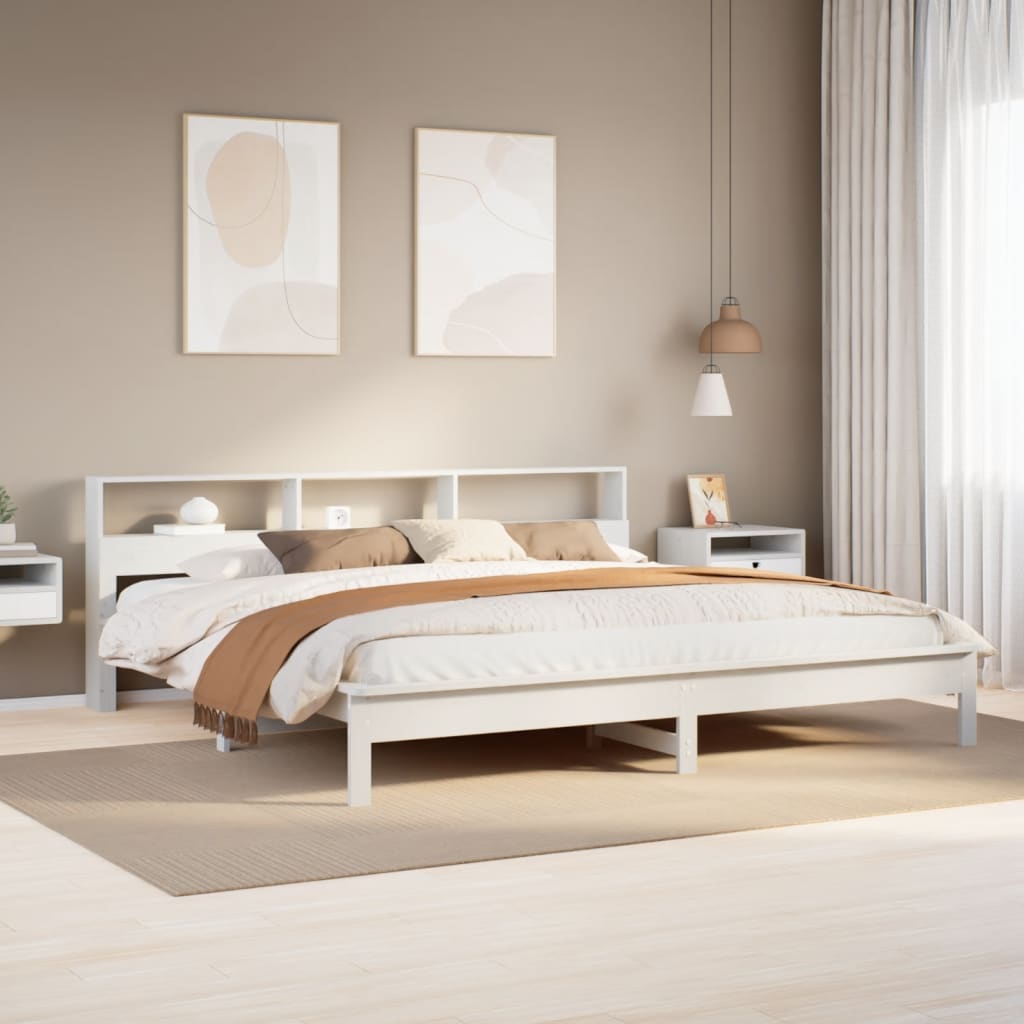 sengeramme uden madras 200x200 cm massivt fyrretræ hvid
