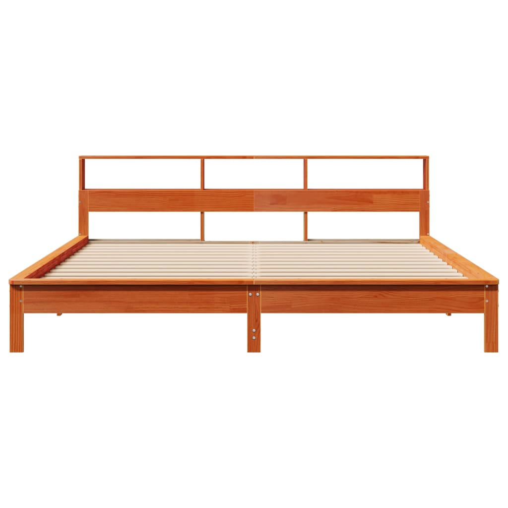 sengeramme uden madras 200x200 cm massivt fyrretræ gyldenbrun