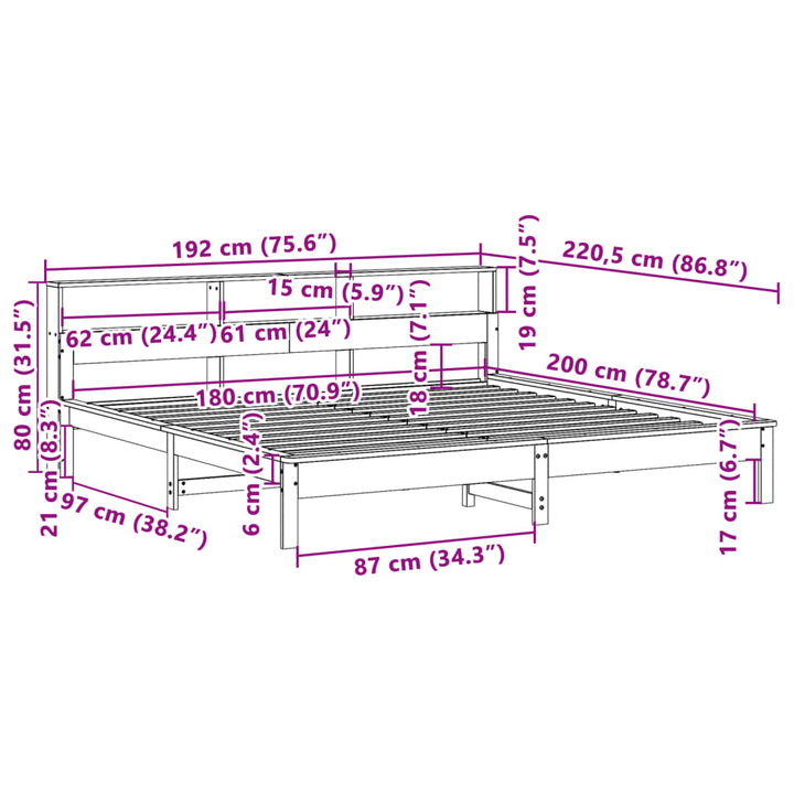 sengeramme uden madras 180x200 cm massivt fyrretræ gyldenbrun