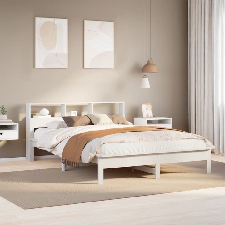 sengeramme uden madras 140x200 cm massivt fyrretræ hvid