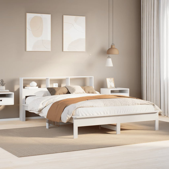 sengeramme uden madras 140x190 cm massivt fyrretræ hvid