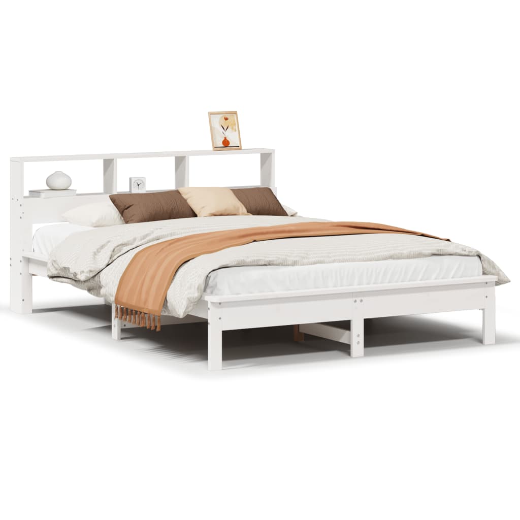 sengeramme uden madras 135x190 cm massivt fyrretræ hvid
