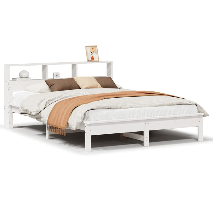 sengeramme uden madras 135x190 cm massivt fyrretræ hvid