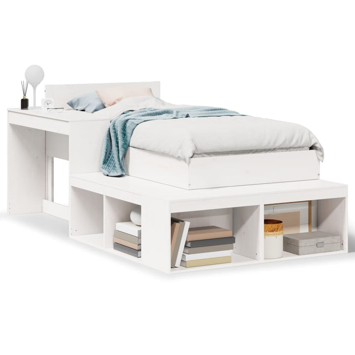 sengeramme uden madras 75x190 cm massivt fyrretræ hvid