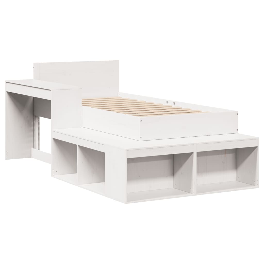 sengeramme uden madras 75x190 cm massivt fyrretræ hvid