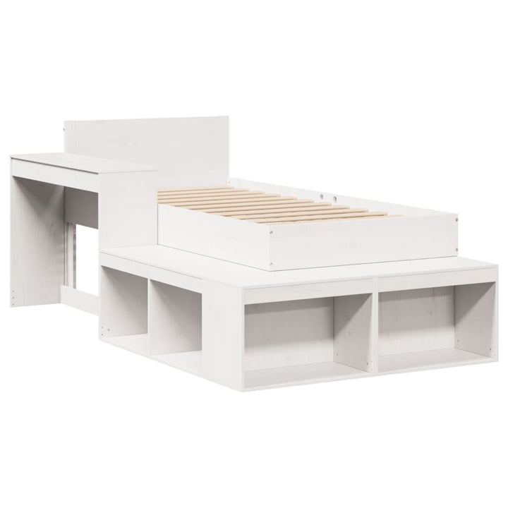 sengeramme uden madras 75x190 cm massivt fyrretræ hvid