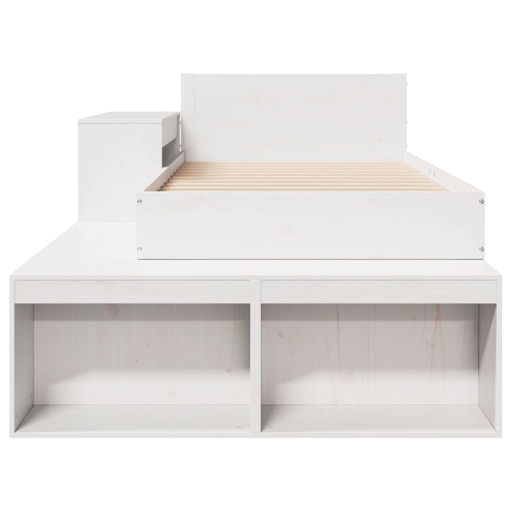 sengeramme uden madras 75x190 cm massivt fyrretræ hvid