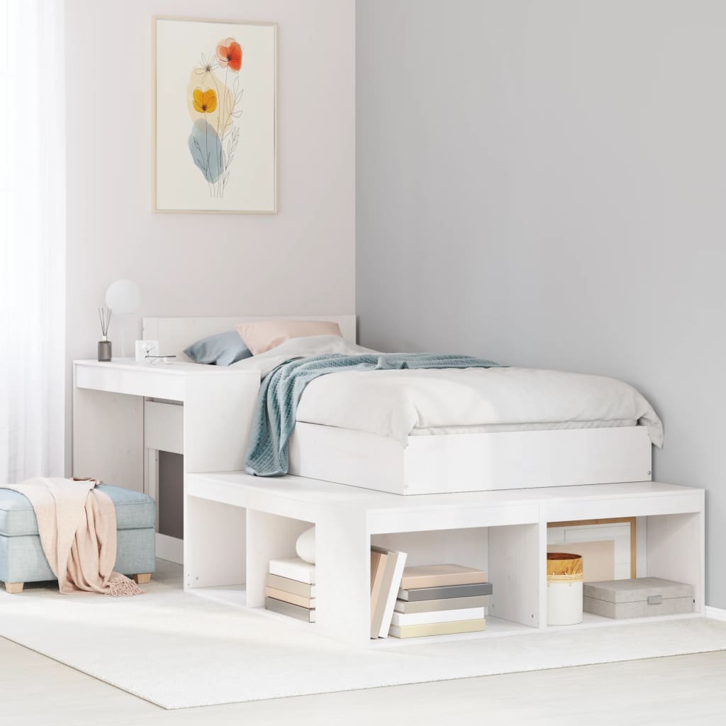 sengeramme uden madras 75x190 cm massivt fyrretræ hvid