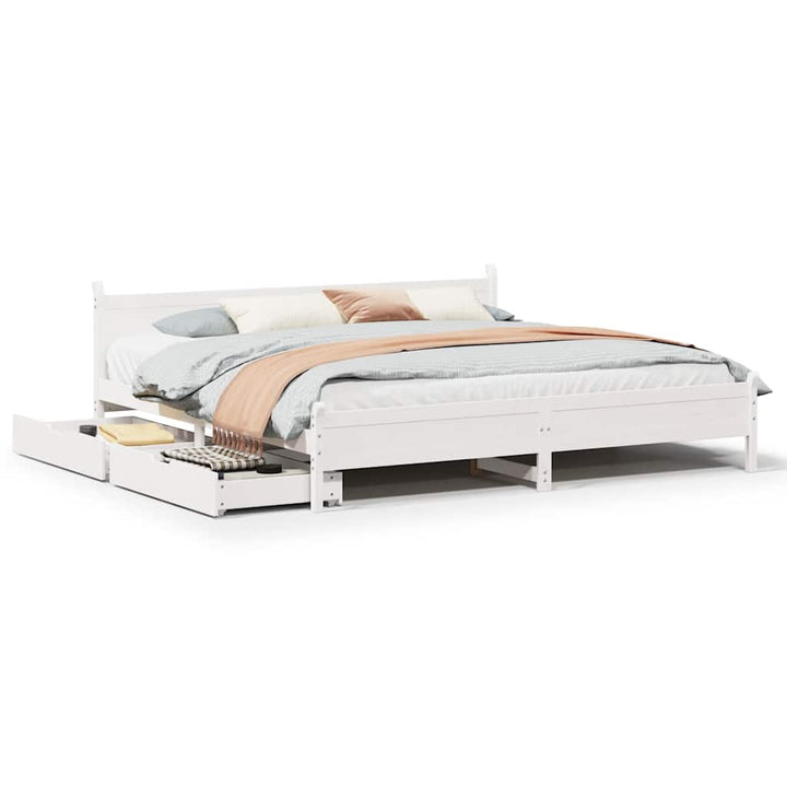 sengeramme uden madras 200x200 cm massivt fyrretræ hvid