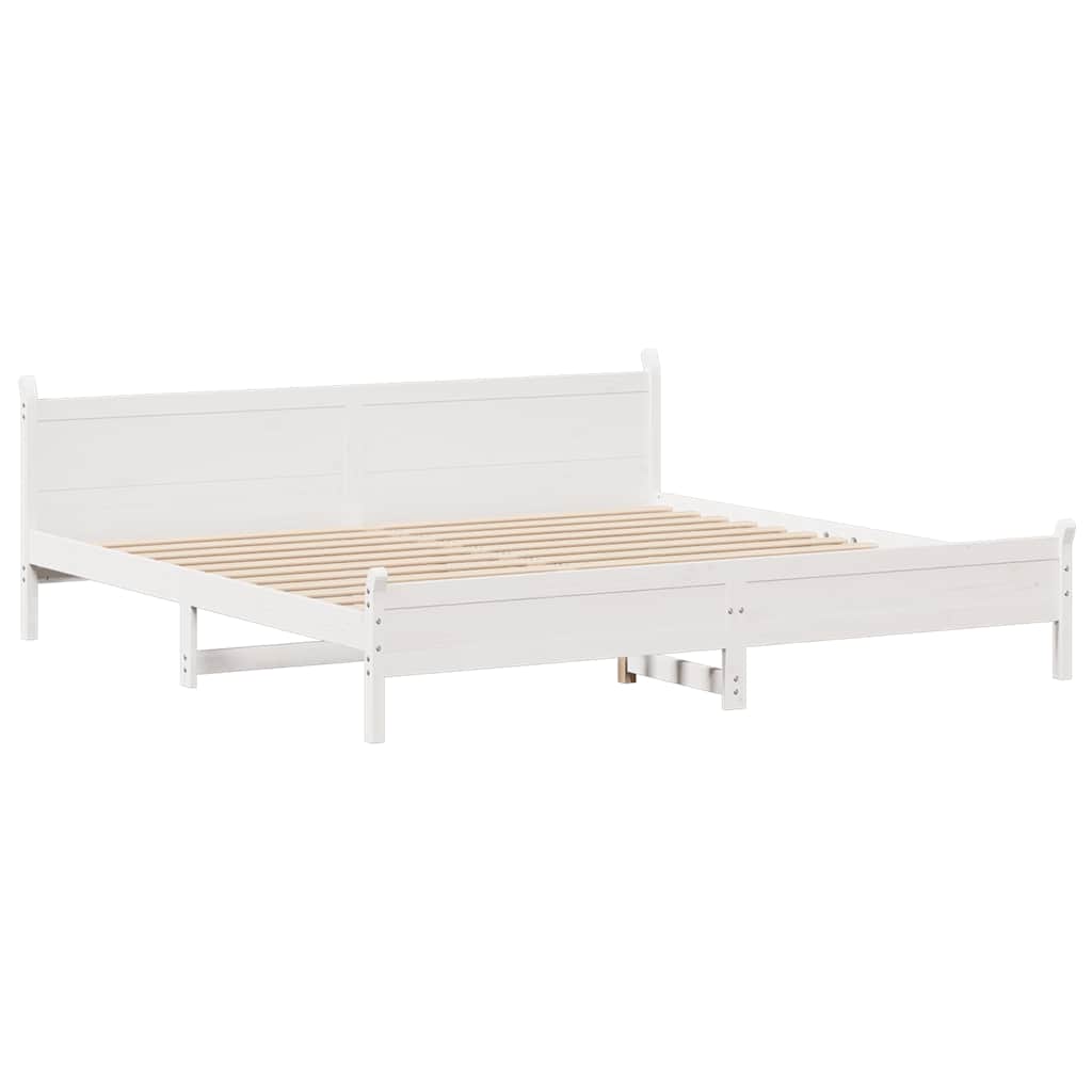 sengeramme uden madras 200x200 cm massivt fyrretræ hvid