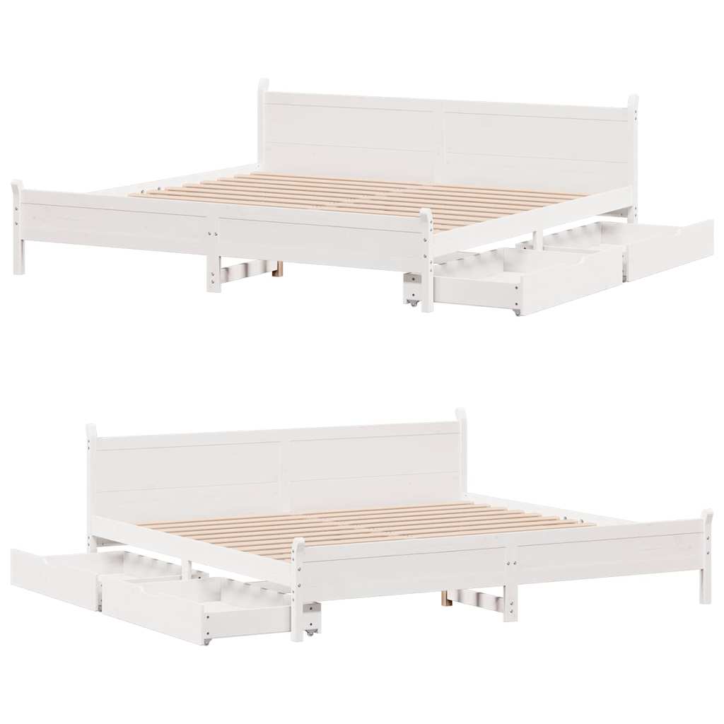 sengeramme uden madras 180x200 cm massivt fyrretræ hvid