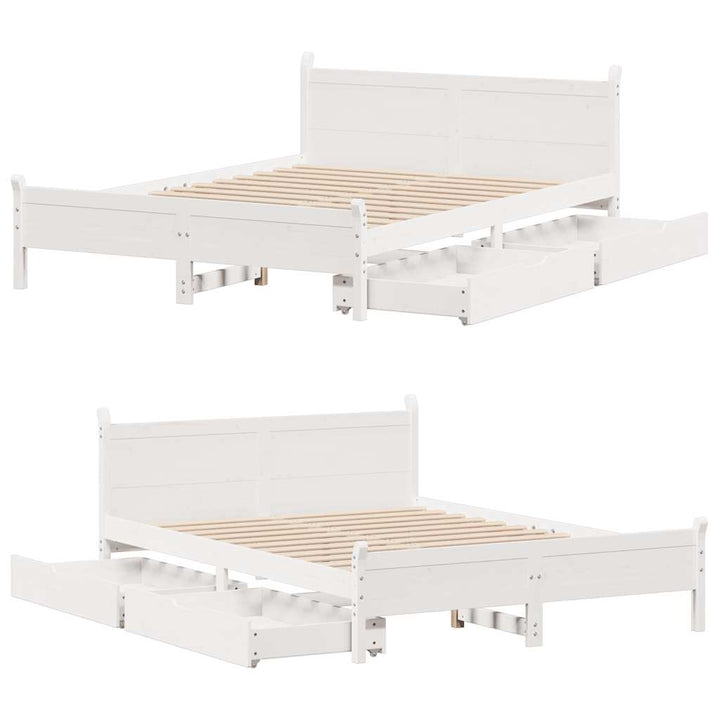 sengeramme uden madras 150x200 cm massivt fyrretræ hvid
