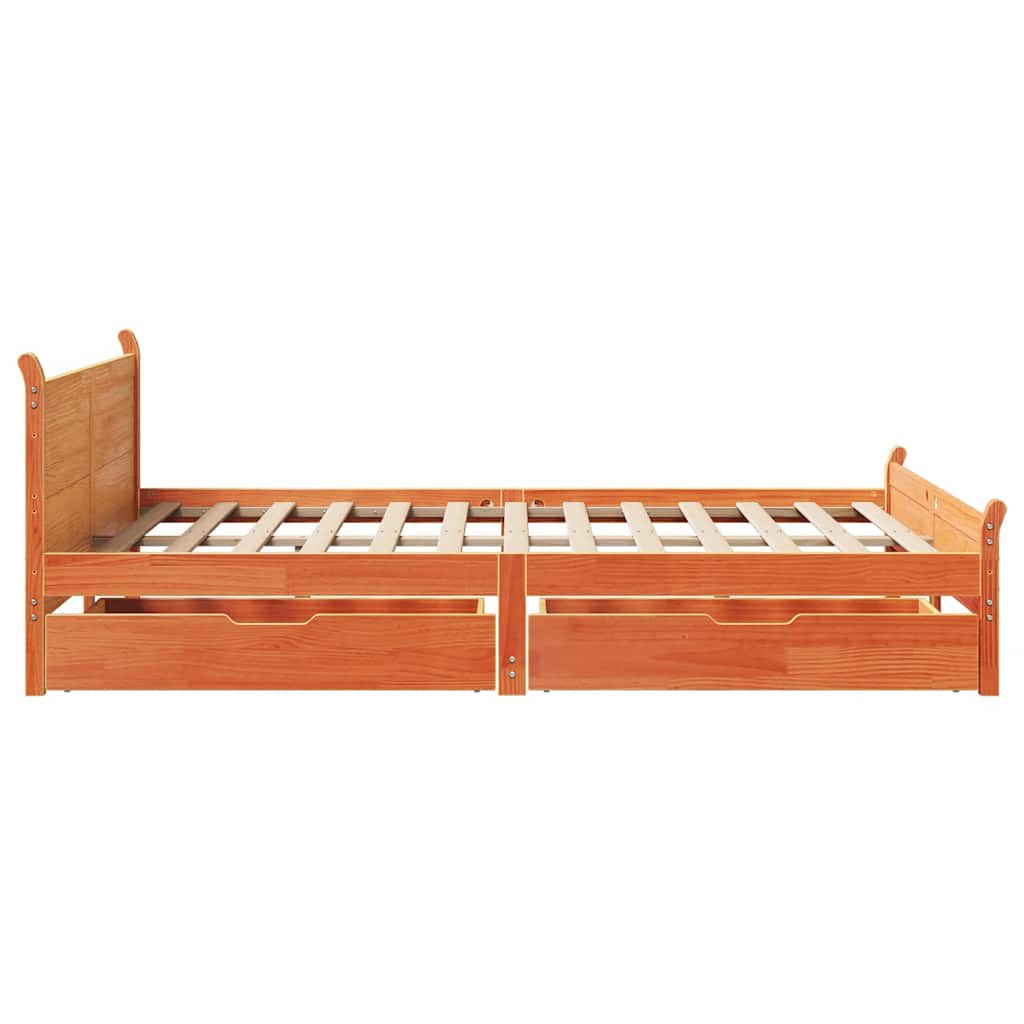 sengeramme uden madras 140x200 cm massivt fyr gyldenbrun