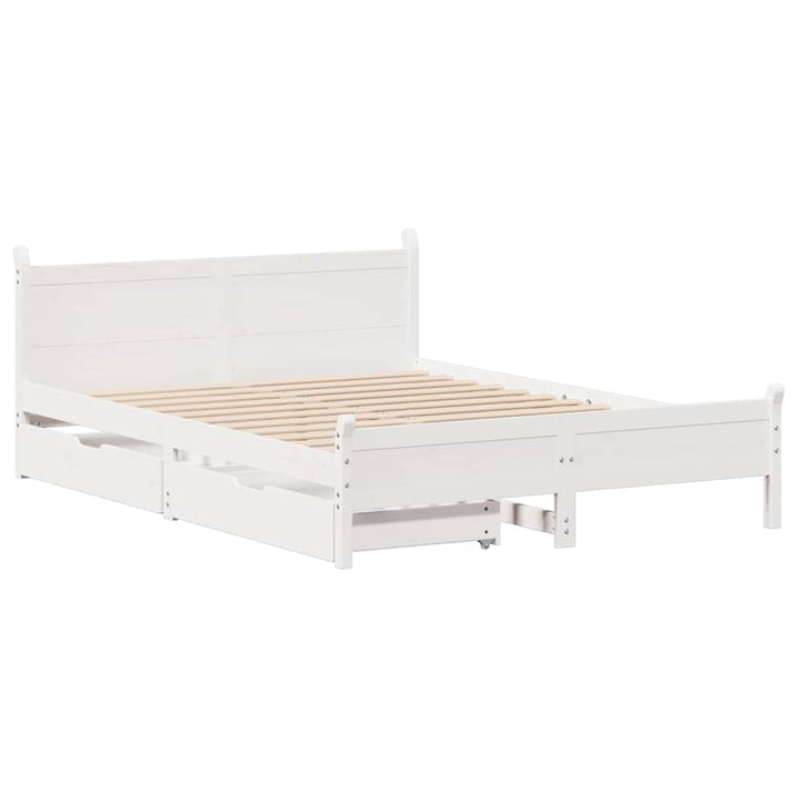 sengeramme uden madras 120x200 cm massivt fyrretræ hvid