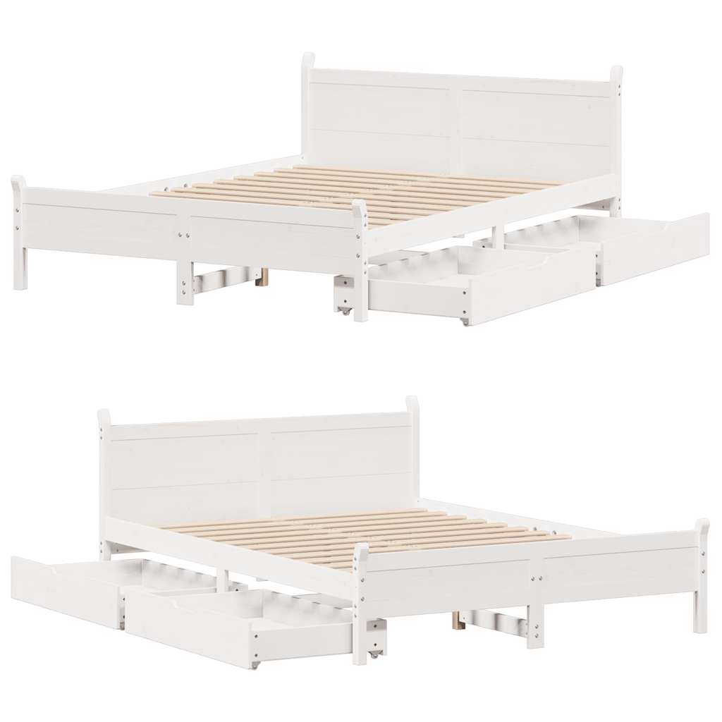sengeramme uden madras 120x200 cm massivt fyrretræ hvid