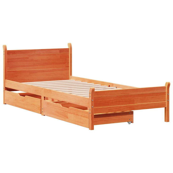 sengeramme uden madras 100x200 cm massivt fyrretræ gyldenbrun