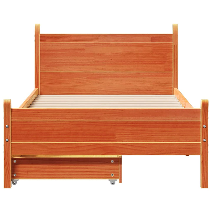 sengeramme uden madras 100x200 cm massivt fyrretræ gyldenbrun