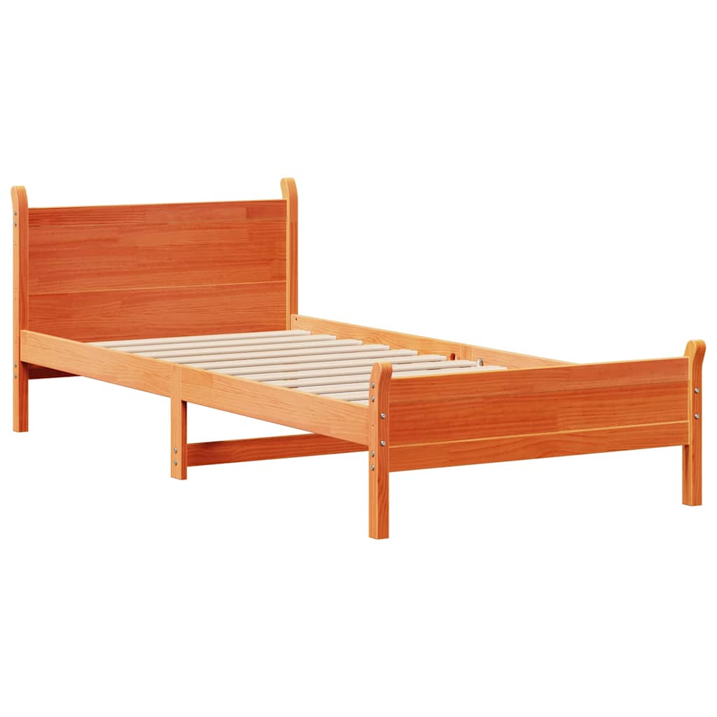 sengeramme uden madras 100x200 cm massivt fyrretræ gyldenbrun
