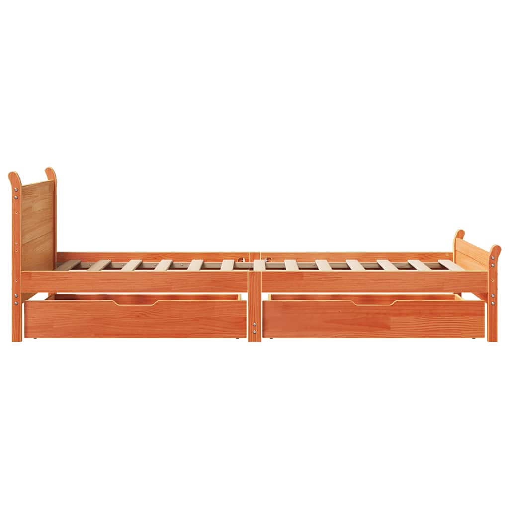 sengeramme uden madras 100x200 cm massivt fyrretræ gyldenbrun