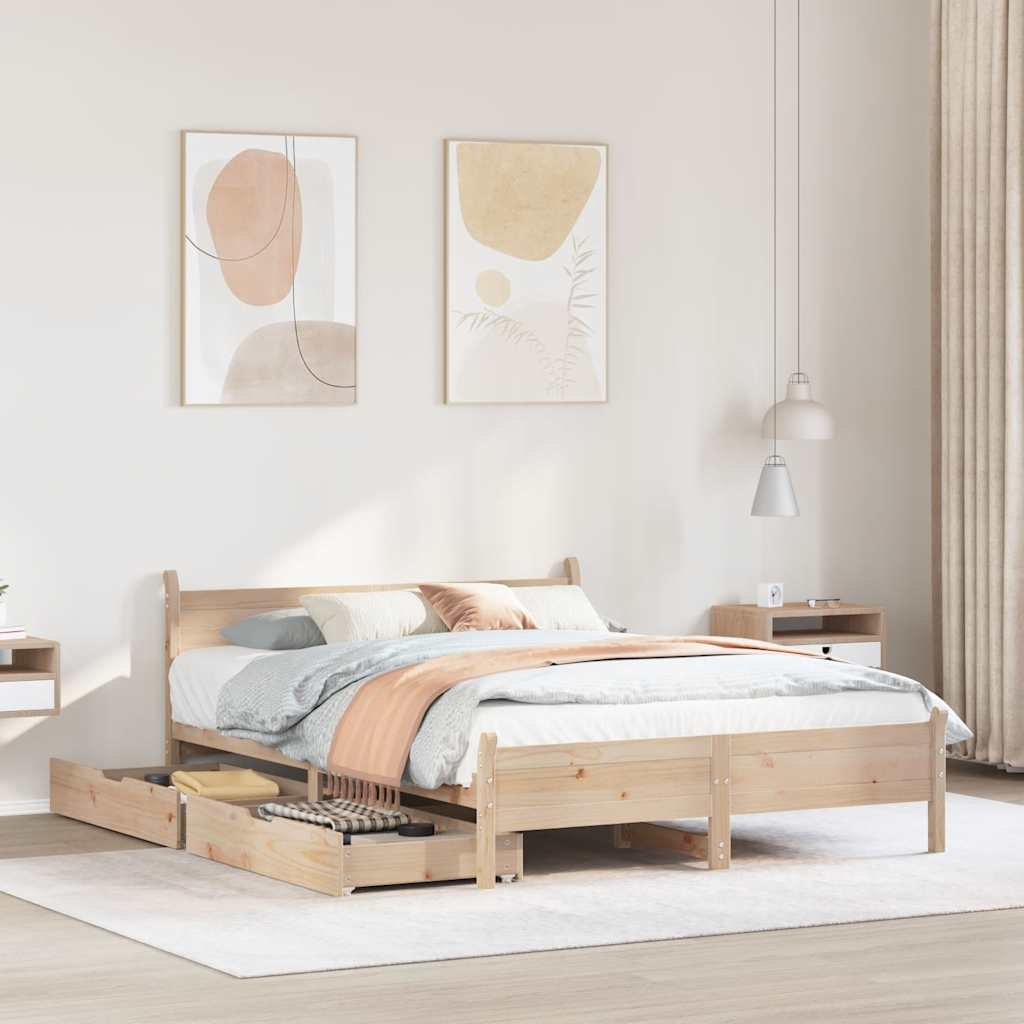sengeramme uden madras 140x190 cm massivt fyrretræ