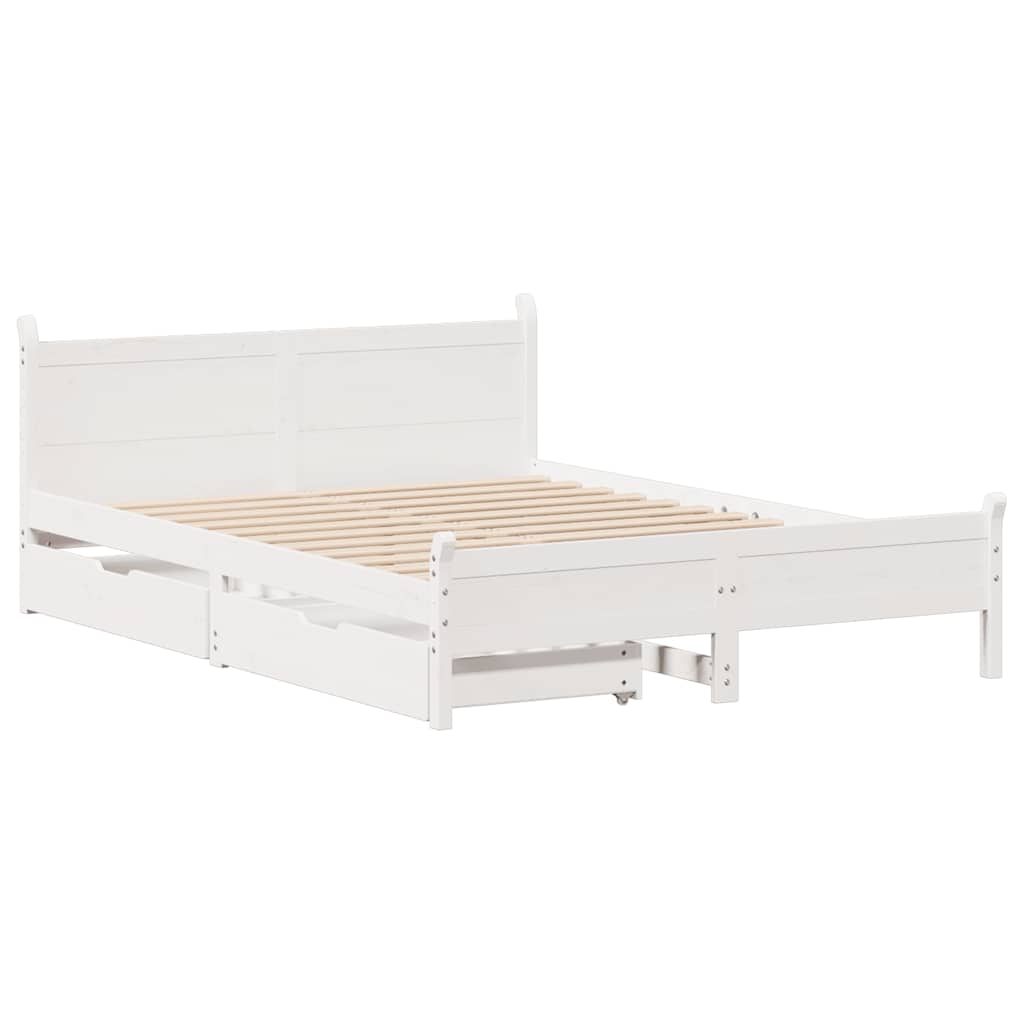sengeramme uden madras 140x190 cm massivt fyrretræ hvid