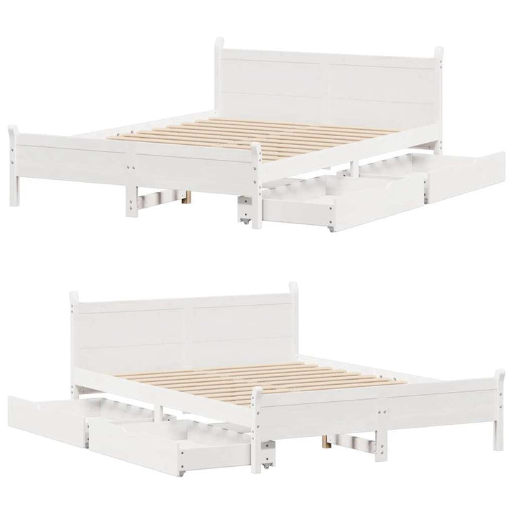 sengeramme uden madras 140x190 cm massivt fyrretræ hvid