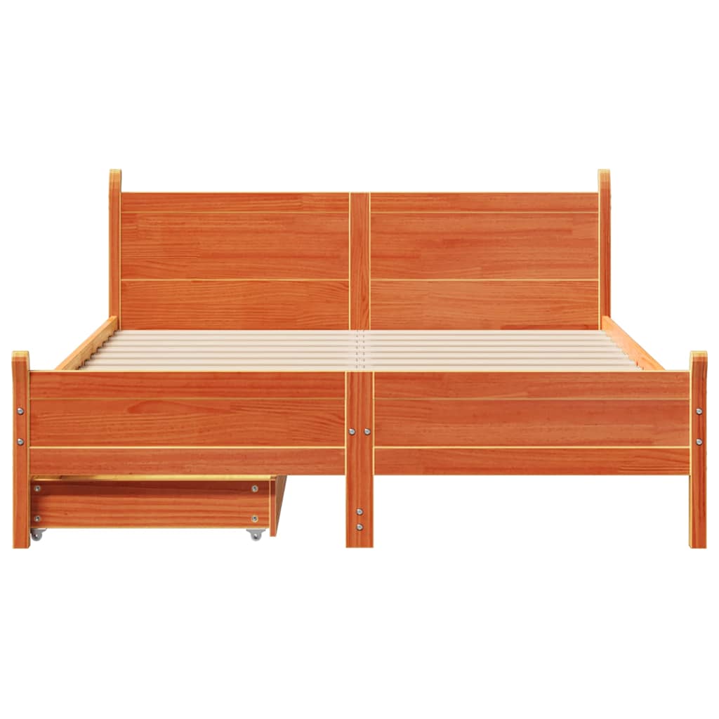 sengeramme uden madras 140x190 cm massivt fyrretræ gyldenbrun