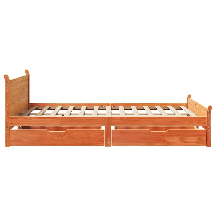 sengeramme uden madras 140x190 cm massivt fyrretræ gyldenbrun