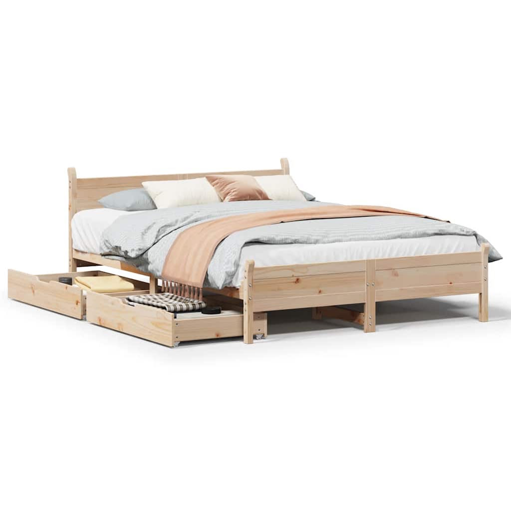 sengeramme uden madras 135x190 cm massivt fyrretræ hvid