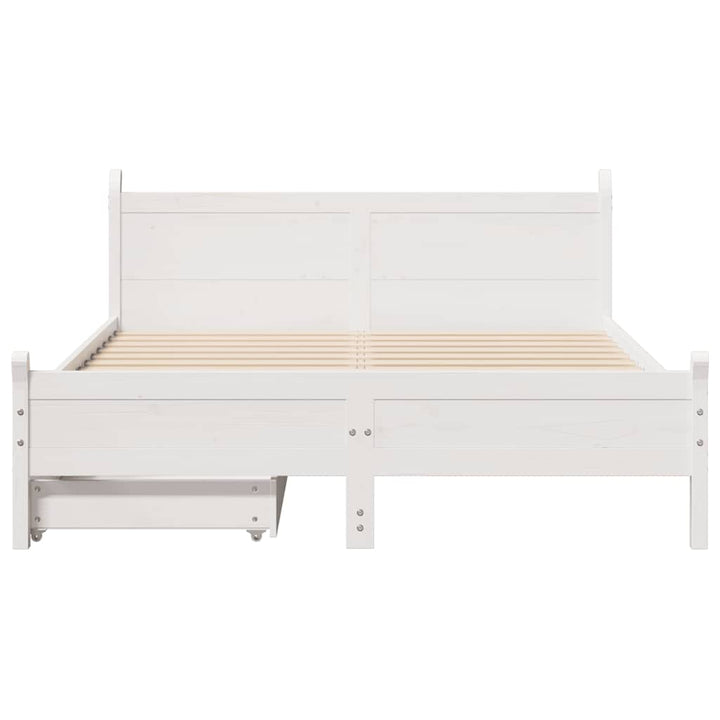 sengeramme uden madras 135x190 cm massivt fyrretræ hvid