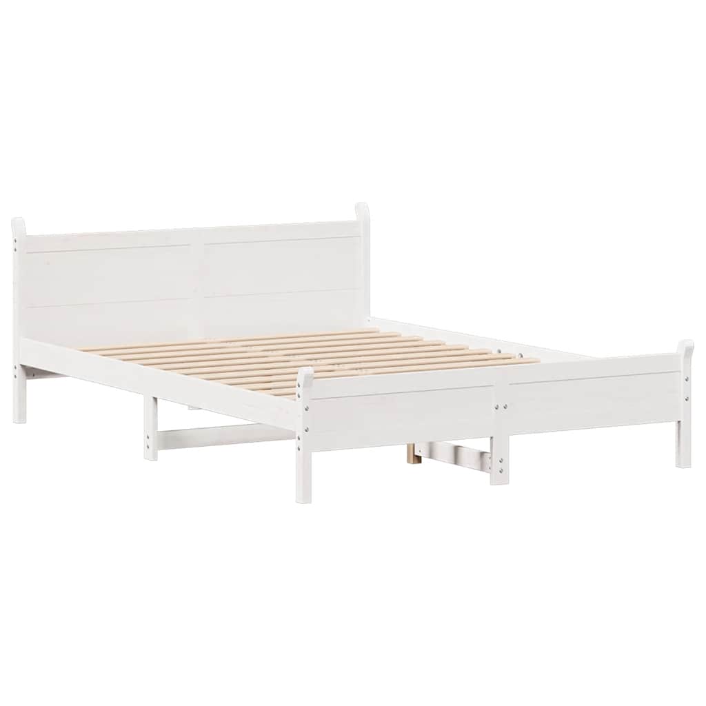 sengeramme uden madras 135x190 cm massivt fyrretræ hvid