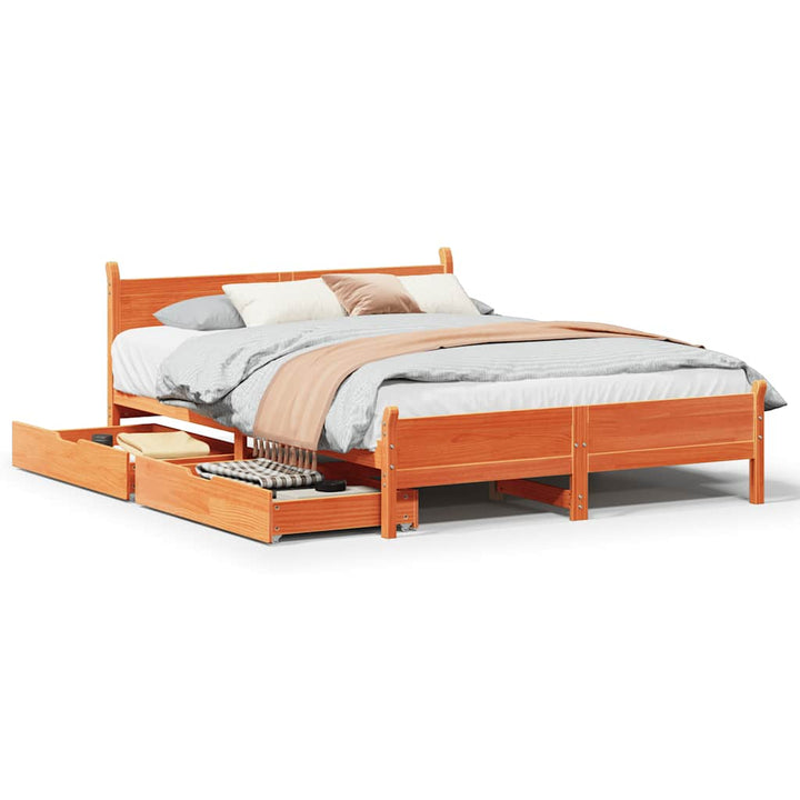 sengeramme uden madras 120x190 cm massivt fyrretræ gyldenbrun