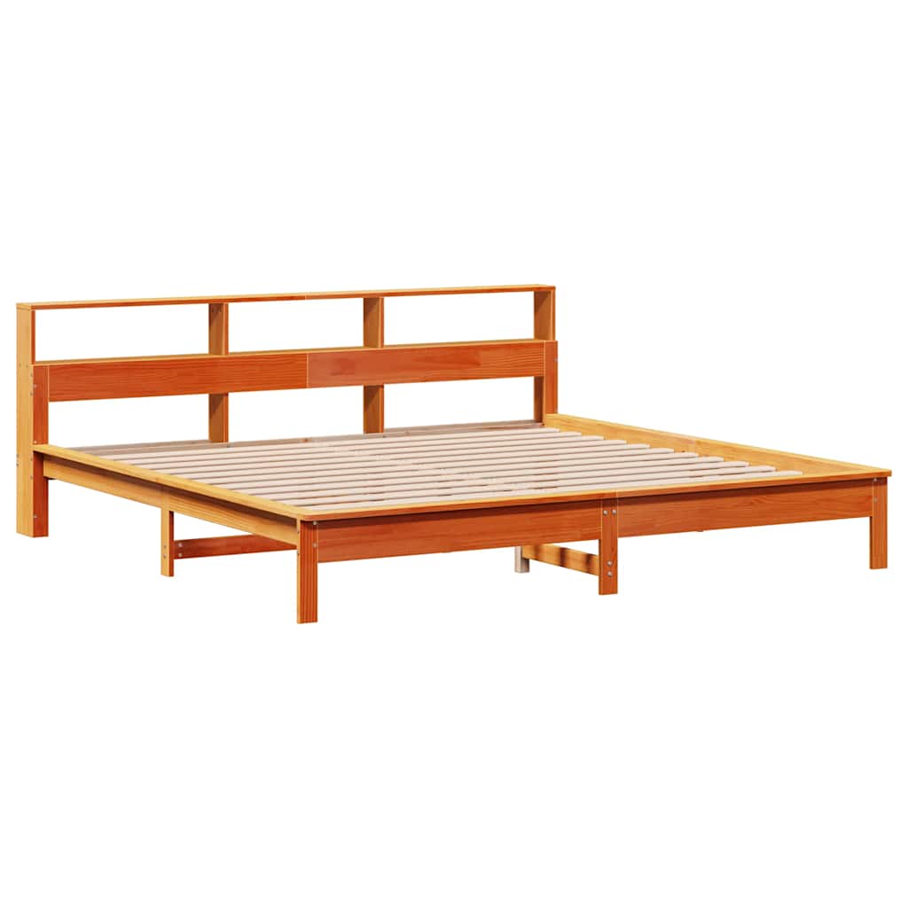 seng med reol uden madras 200x200cm massivt fyrretræ gyldenbrun
