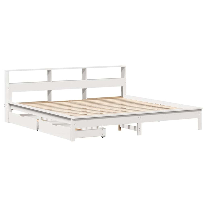 seng med reol uden madras 180x200 cm massivt fyrretræ hvid