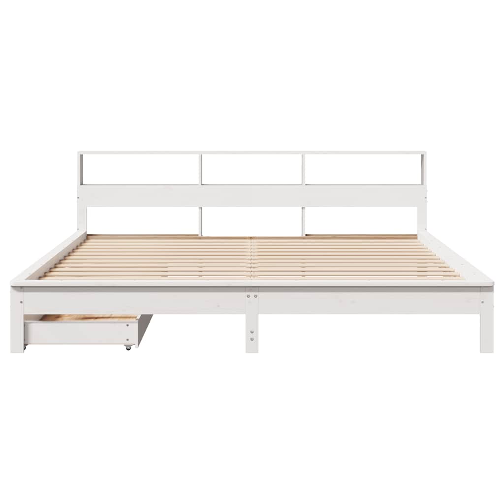 seng med reol uden madras 180x200 cm massivt fyrretræ hvid