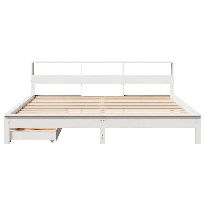 seng med reol uden madras 180x200 cm massivt fyrretræ hvid