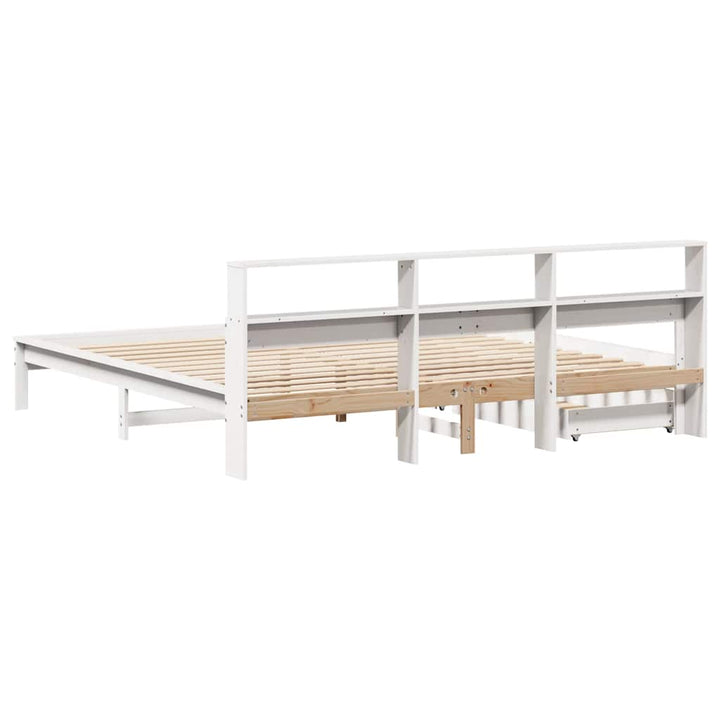 seng med reol uden madras 180x200 cm massivt fyrretræ hvid