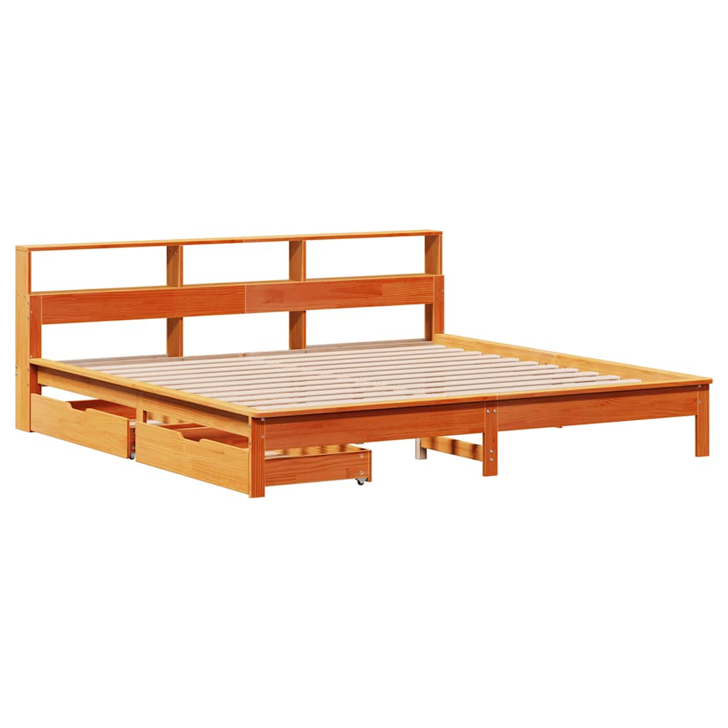 seng med reol uden madras 180x200cm massivt fyrretræ gyldenbrun