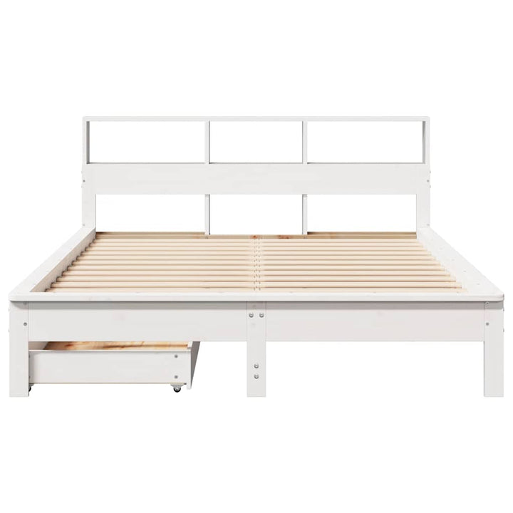 seng med reol uden madras 160x200 cm massivt fyrretræ hvid