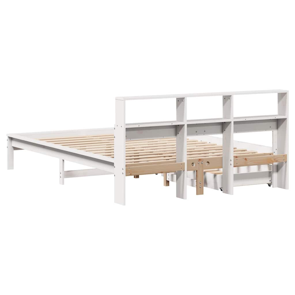 seng med reol uden madras 160x200 cm massivt fyrretræ hvid