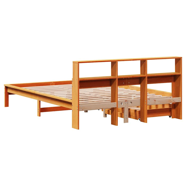 seng med reol uden madras 160x200cm massivt fyrretræ gyldenbrun