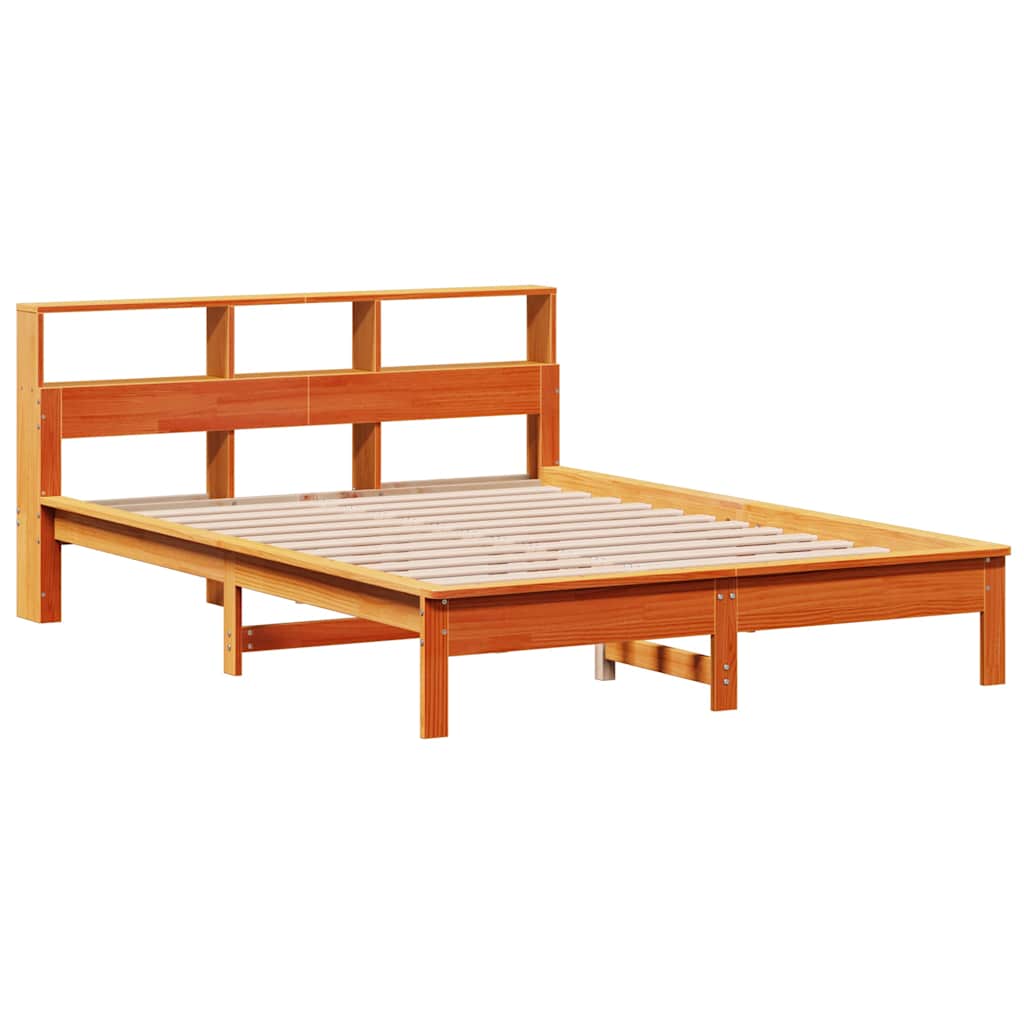 seng med reol uden madras 160x200cm massivt fyrretræ gyldenbrun