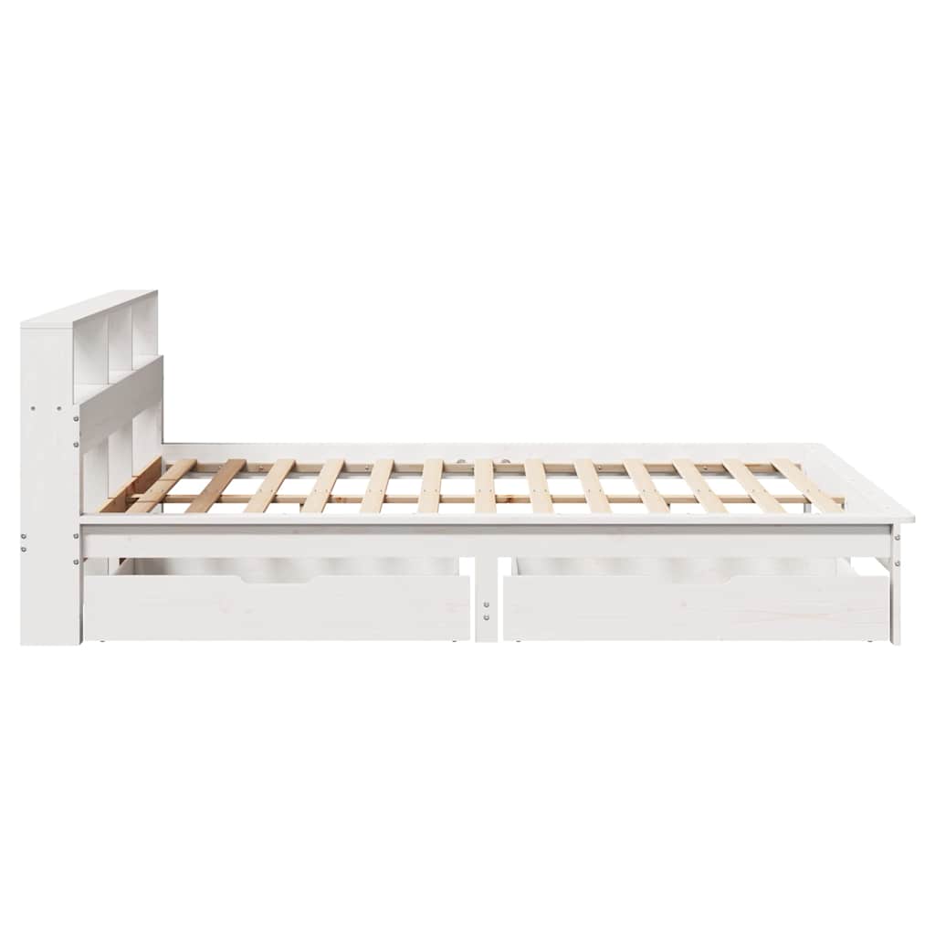 seng med reol uden madras 150x200 cm massivt fyrretræ hvid