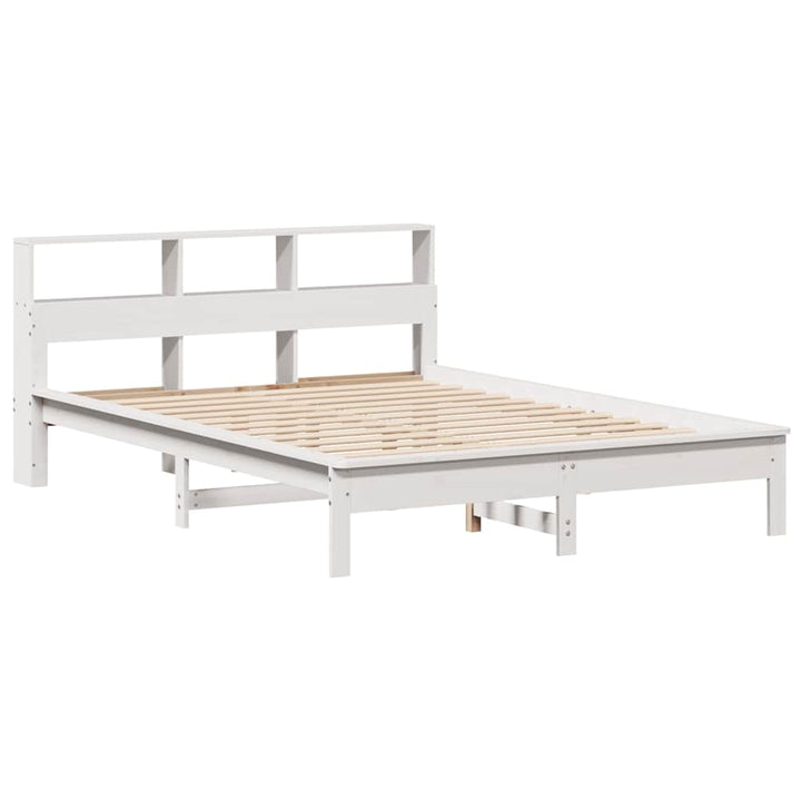 seng med reol uden madras 150x200 cm massivt fyrretræ hvid