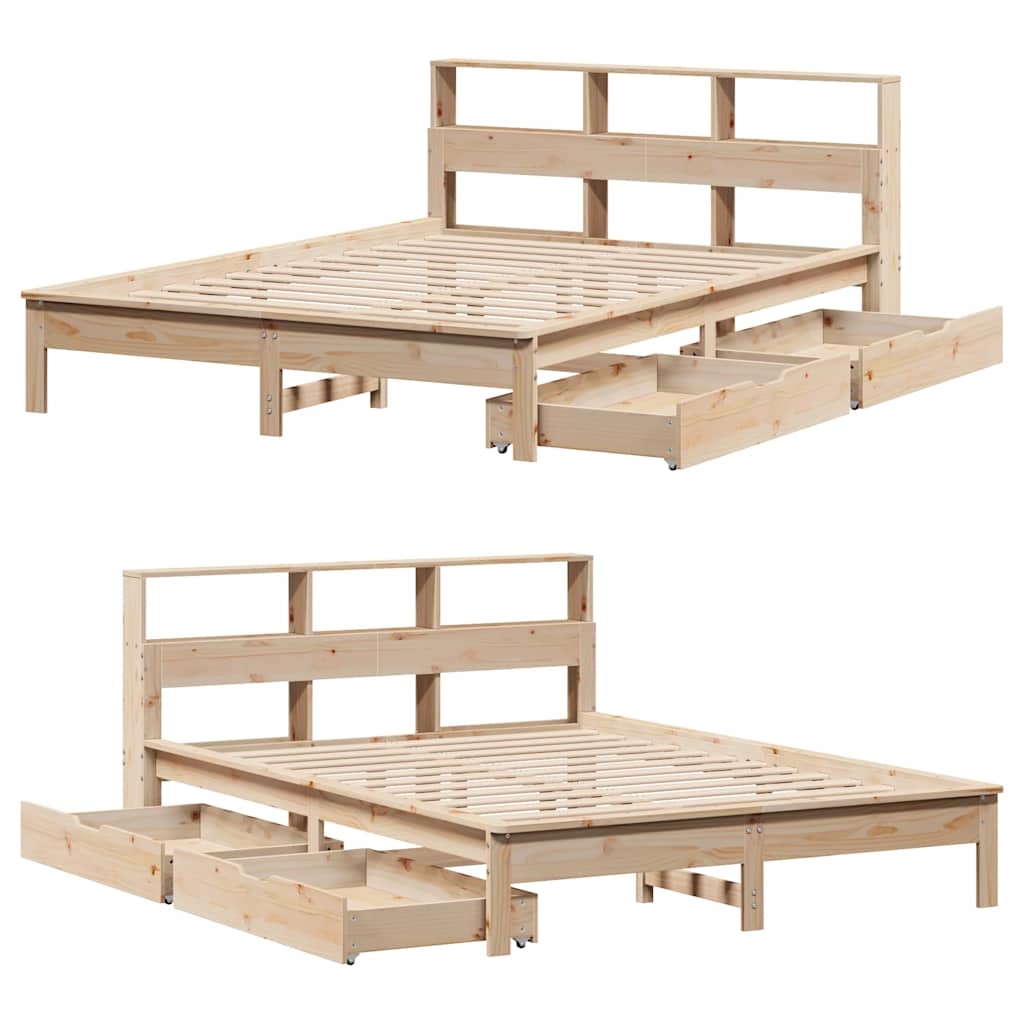 seng med reol uden madras 140x200 cm massivt fyrretræ